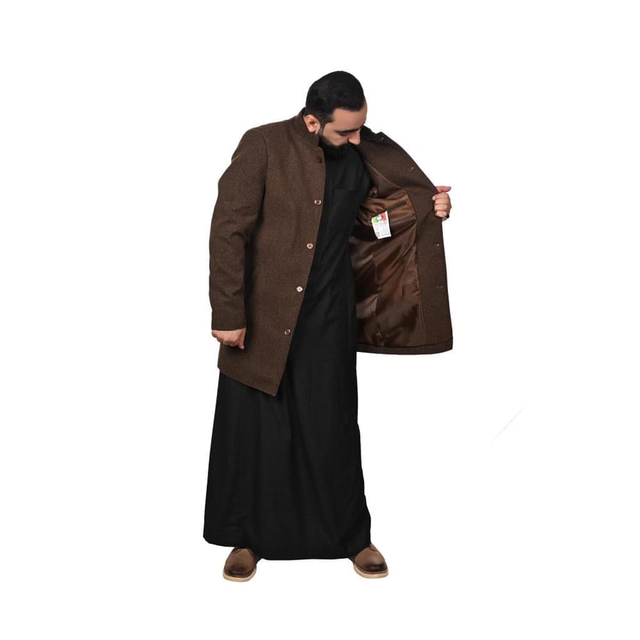 بالطو كشميري رجالي بني – أنيق، فاخر ودفء مثالي للشتاء