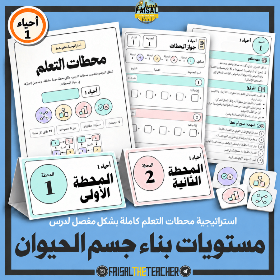 محطات التعلم: مستويات بناء جسم الحيوان، احياء 1