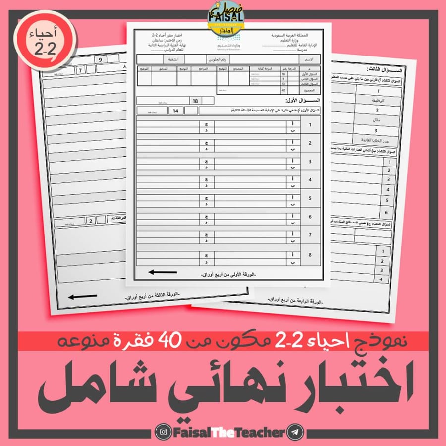نموذج شامل لأحياء 2-2 منوع