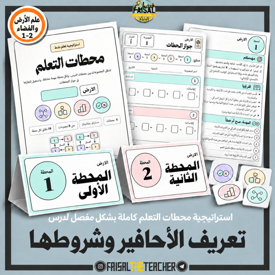 محطات التعلم: تعريف الأحافير وشروطها، الارض 1-2