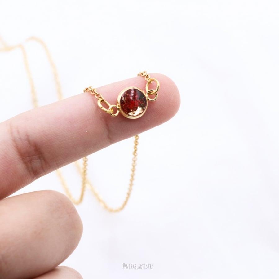 Tiny red rose necklace