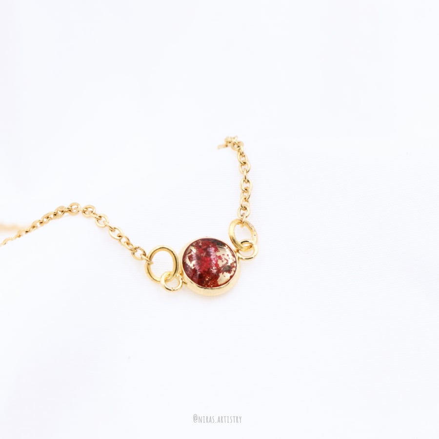 Tiny red rose necklace