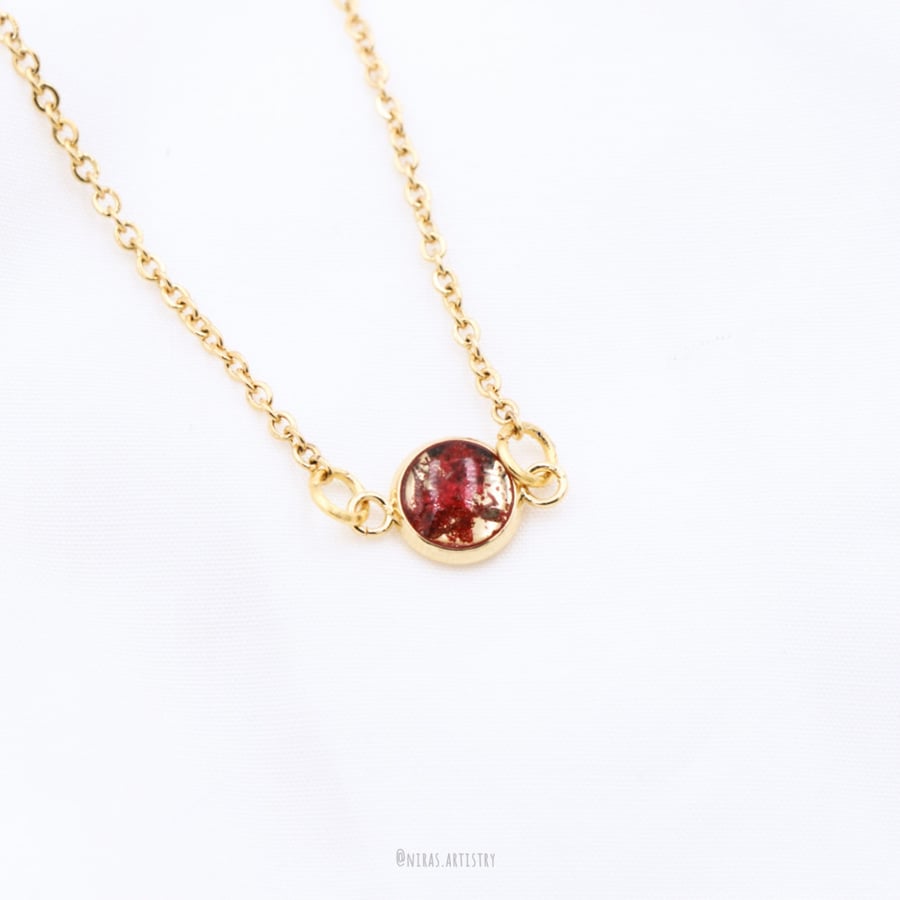 Tiny red rose necklace