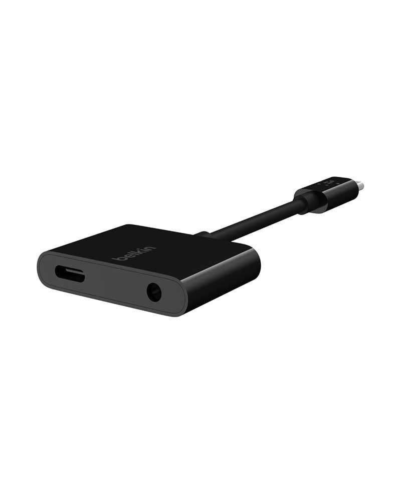 وصلة belkin بلكن تايب سي USB-C إلى منفذ AUX ومنفذ USB-C