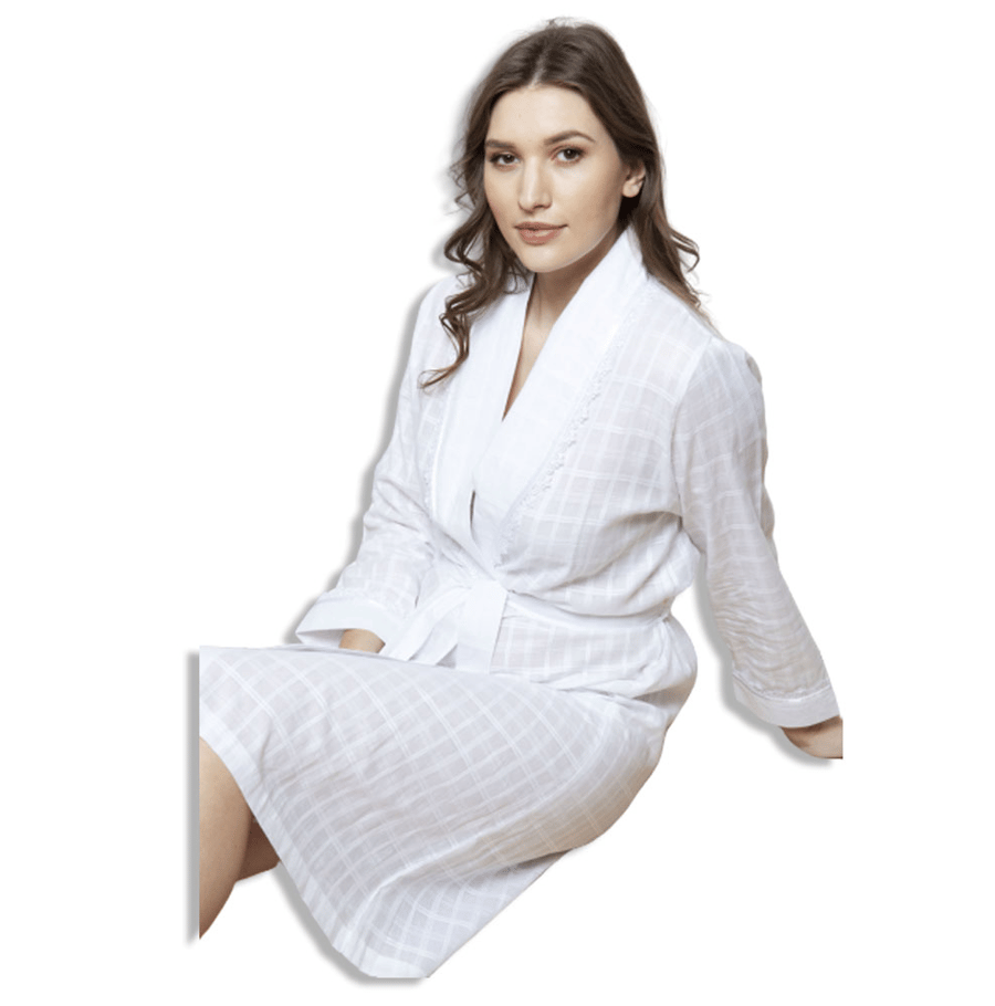 روب نوم كلاسيكي طويل من COTTON REAL - INDY