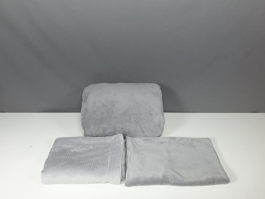 Velvet bedspread in gray color, winter, single and a half