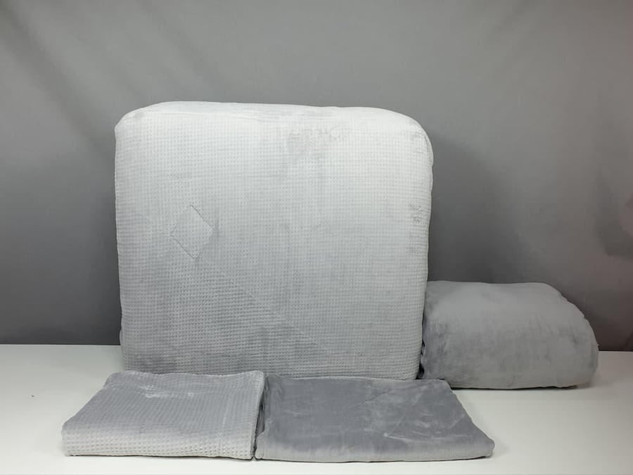 Velvet bedspread in gray color, winter, single and a half