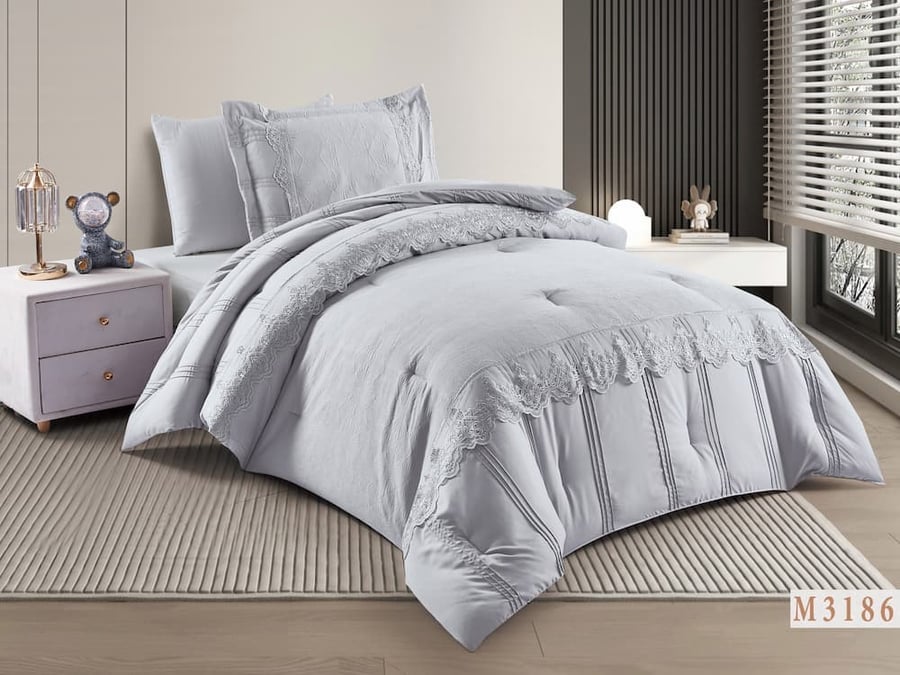 Reval lace embroidered bedspread dark gray summer single and a half