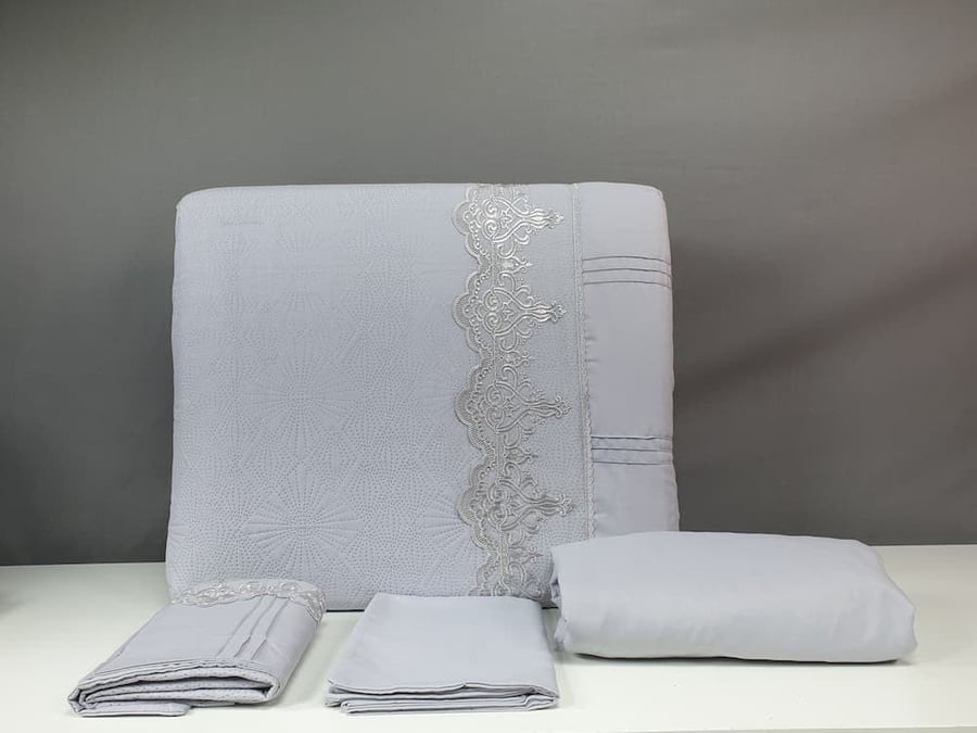 Reval lace embroidered bedspread dark gray summer single and a half