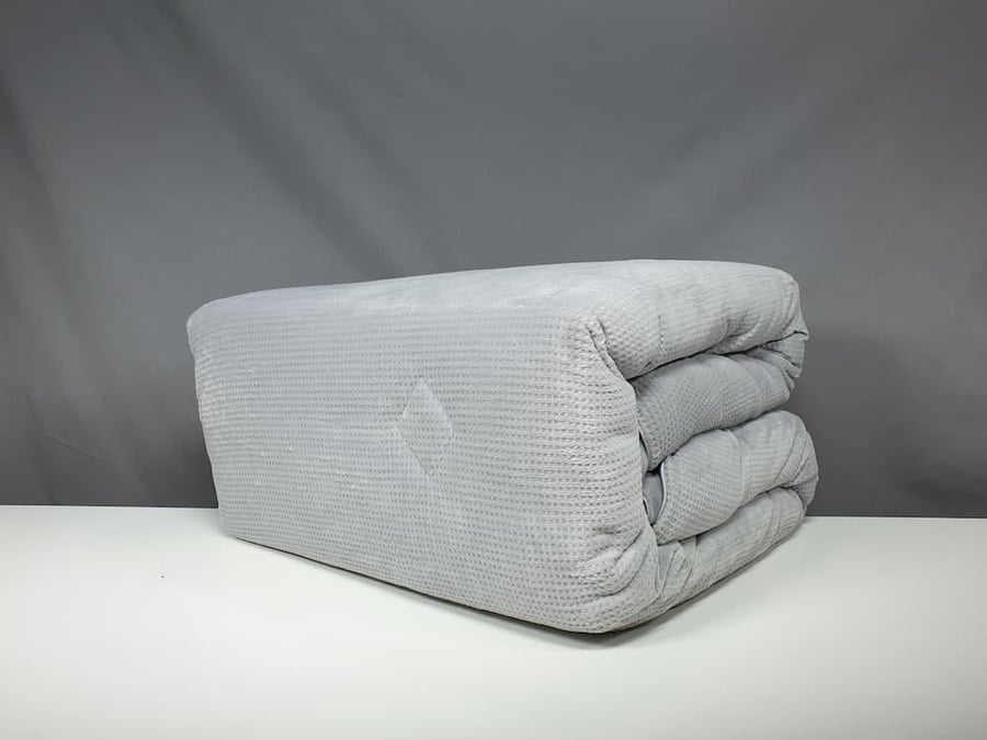 Velvet bedspread in gray color, winter, single and a half
