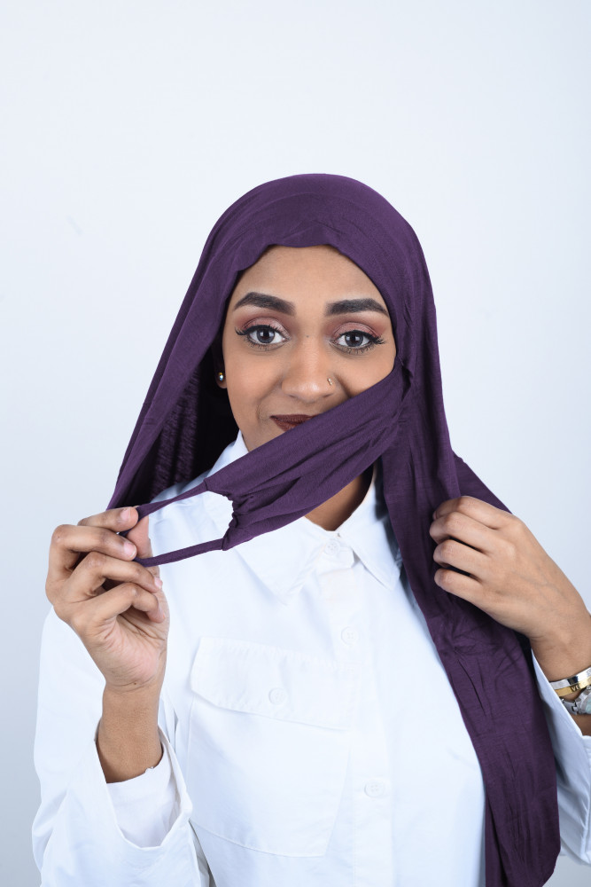 حجاب كمامة ذكي من قماش قطن الاسترتش