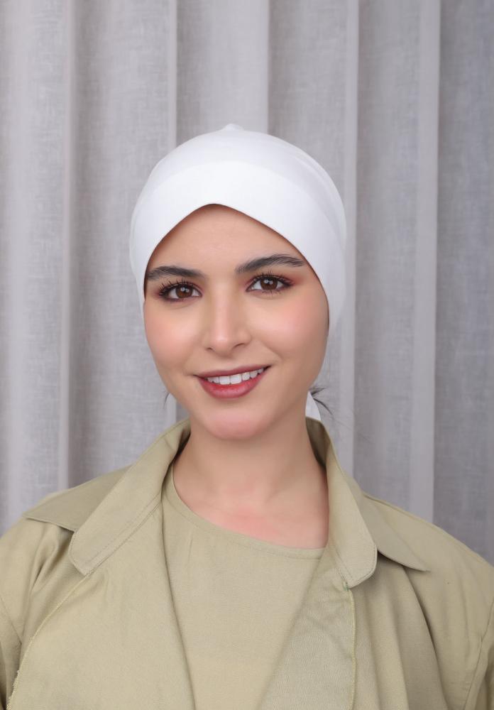 بندانة قطن مريح تحت الحجاب أوف وايت - بلاك وينج