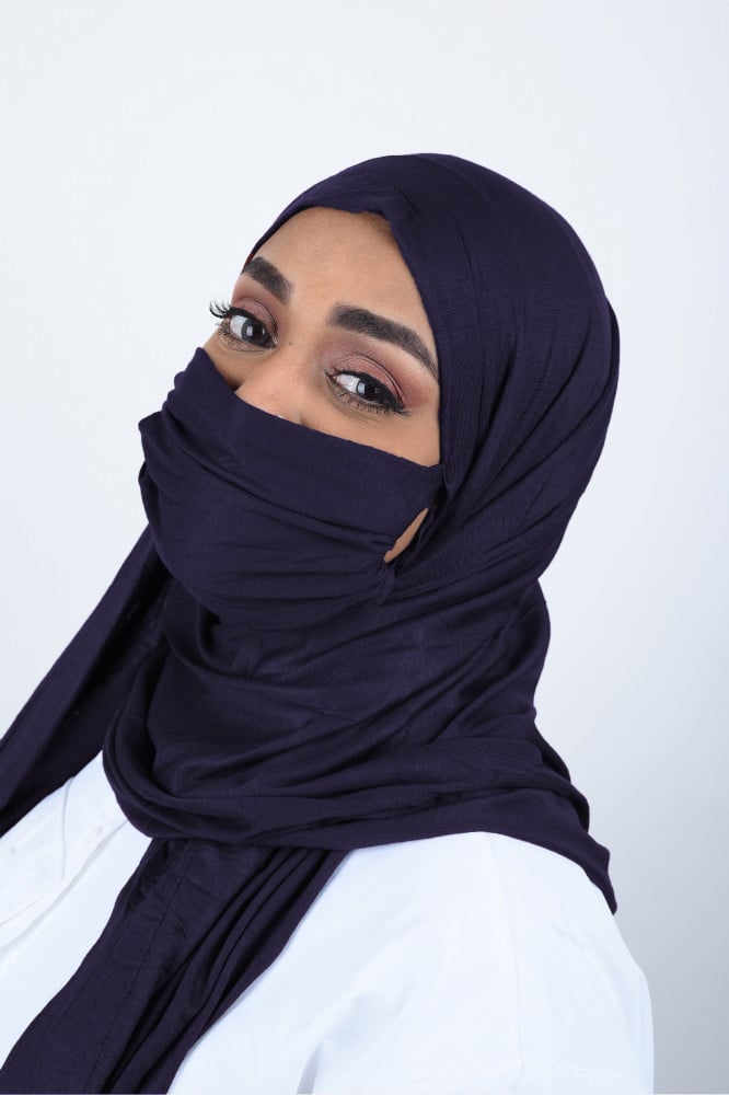 حجاب مع كمامة ذكي من قماش قطن الاسترتش