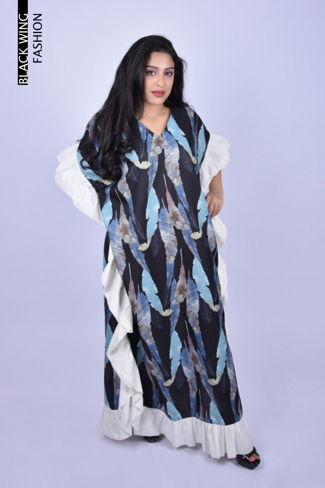 جلابية مشجر ماكسي أسود