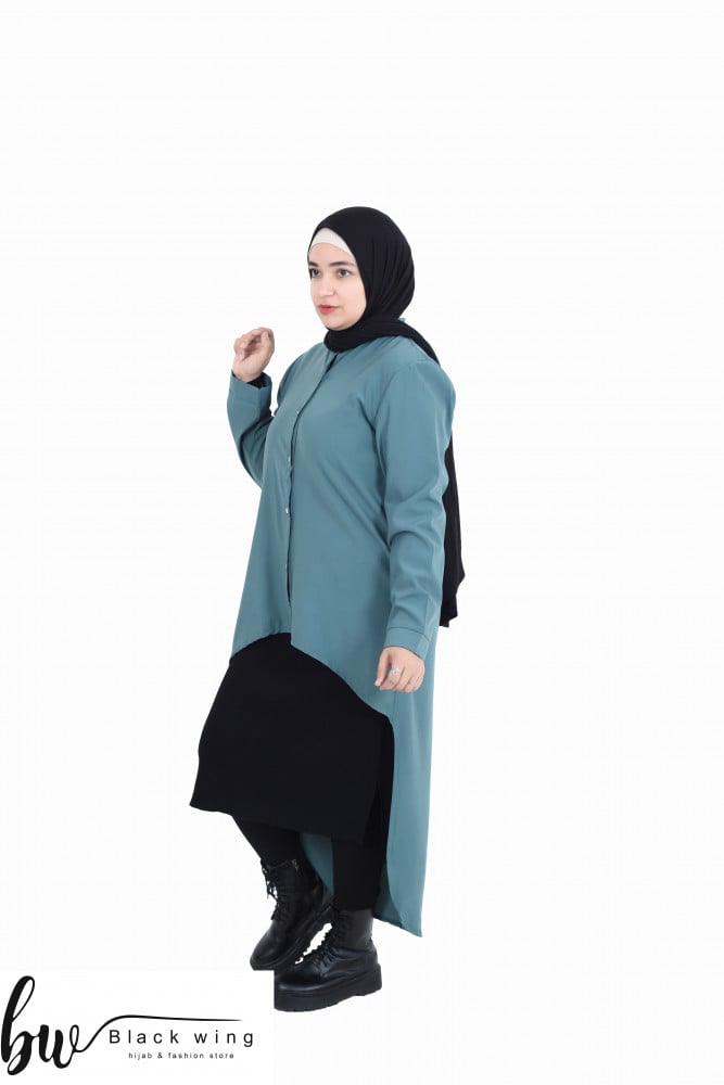 بلوزة ناعم سادة قصه من الأمام والخلف من بلاك وينج