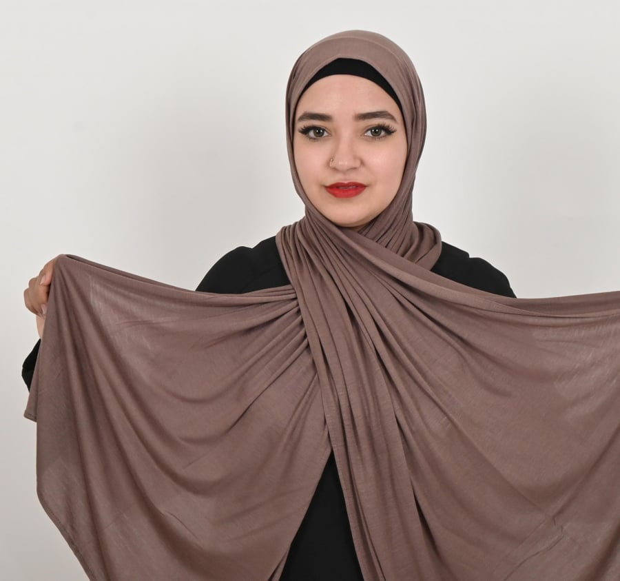 حجاب من قماش القطن دبل استرتش