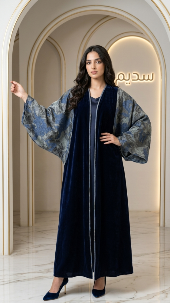 عباية مخمل قصه بشت مطرزه