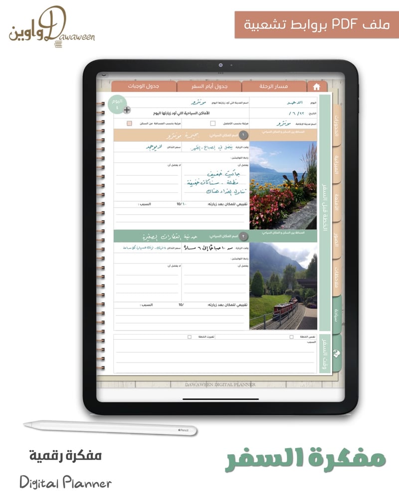 مفكرة السفر ( بيج - أخضر )