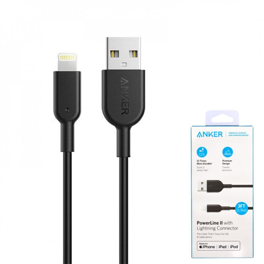 كيبل-انكر-باورلاين-الاصدار-الثاني-من-USB-الى-ايفون-اسود-متجر-فن-ماركت