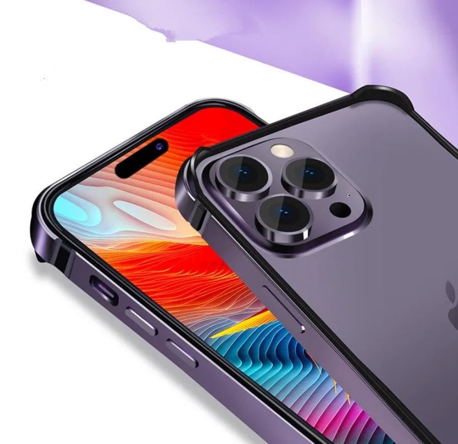 XLider - metal frame + camera protection for iPhone 14 standard with multi-colored silicone protection