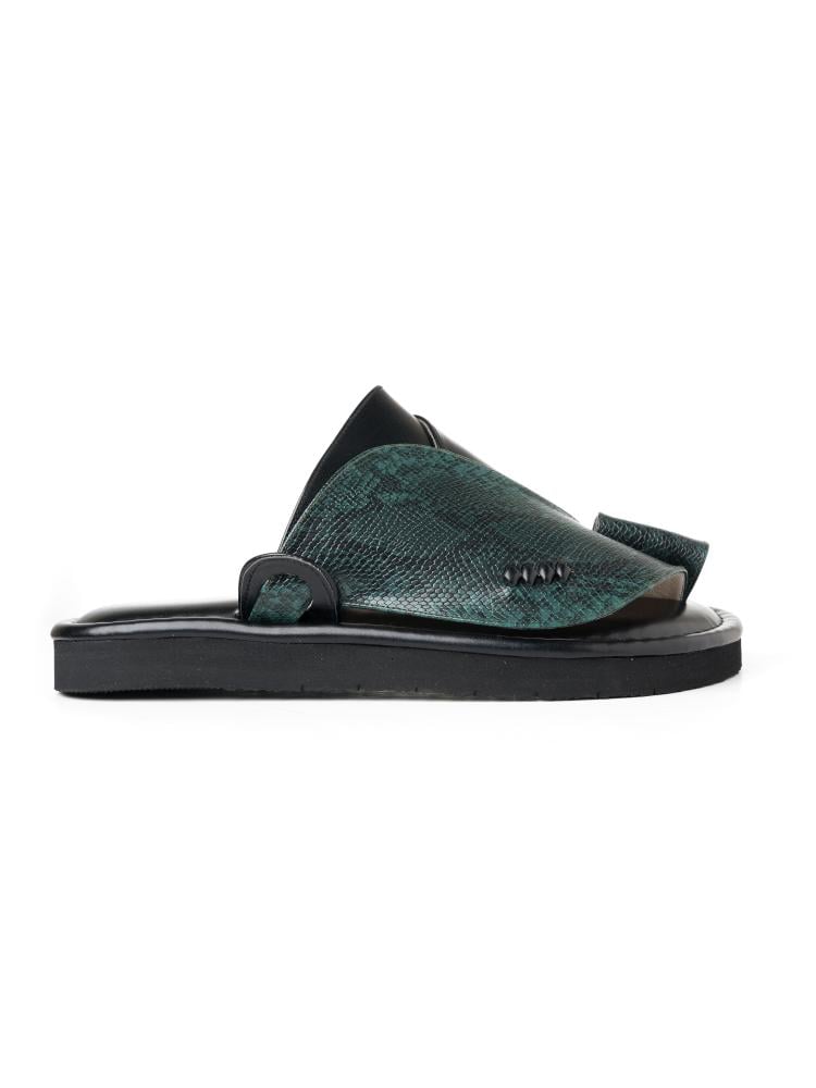 Luxury snake leather shoe - Olive