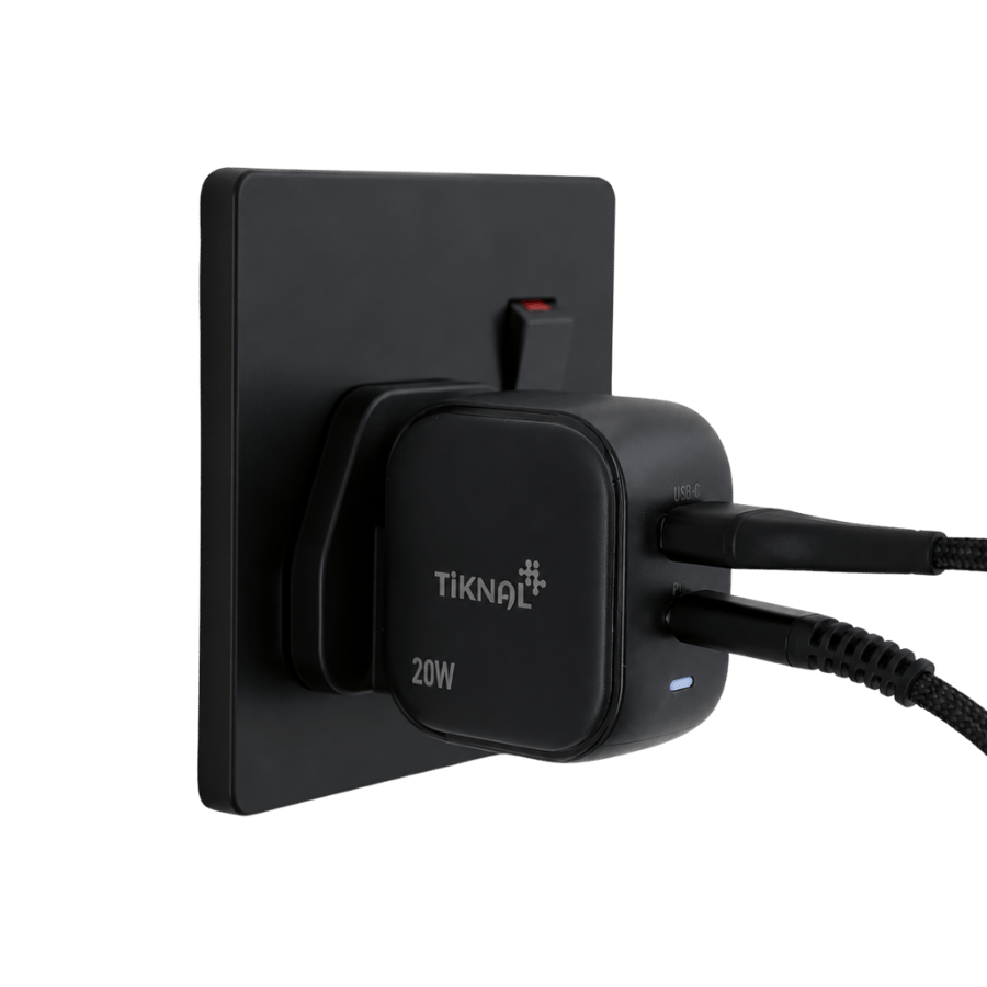 شاحن جداري تكنل  السريع 20 واط بمنفذي USB-C وUSB-A سريع وآمن