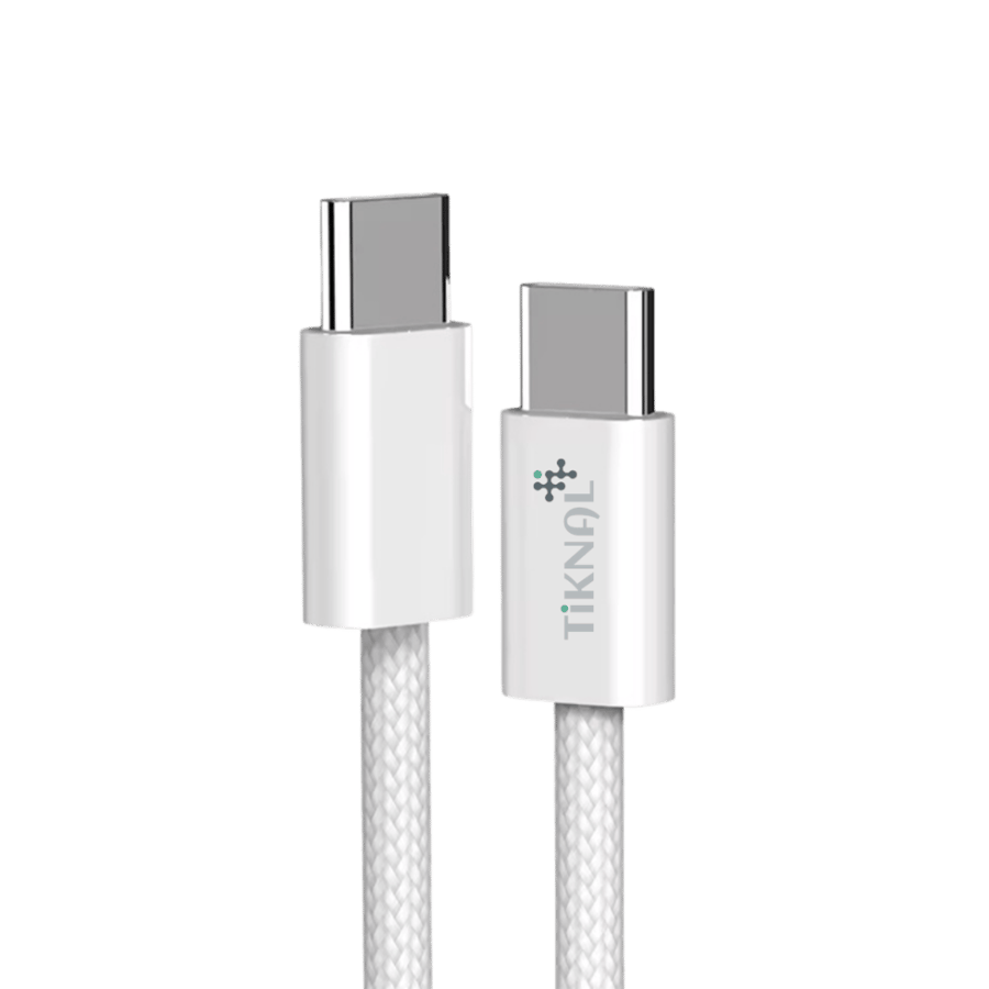 Tiknal Type-C to Type-C Cable 1.2M - Durable Nylon Braided Fast Charging and Data Cable تكنل كابل Type-C إلى Type-C 1.2 متر - كابل شحن سريع ونقل بيانات، نايلون متين