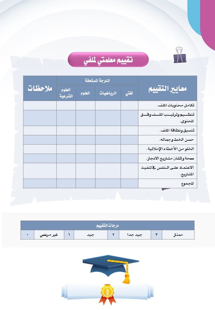 ملف انجاز الطالبة