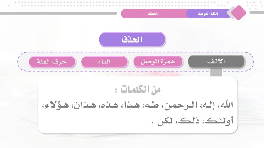 عرض بوربوينت تعليمي: الحذف في اللغة العربية – شرح وتدريبات