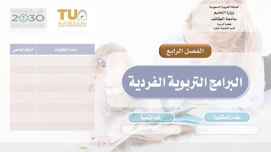 البرامج التربوية الفردية – عرض تقديمي متخصص في تصميم الخطط التعليمية الفردية