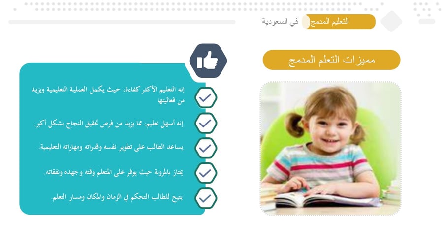 عرض تقديمي احترافي: استراتيجيات التعليم المدمج في المملكة العربية السعودية