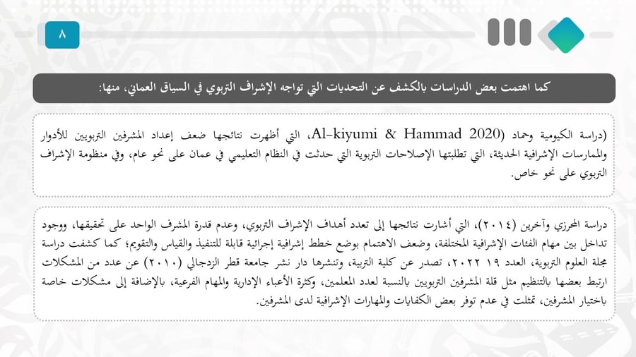 التحديات التي تواجه الإشراف التربوي: دراسة تحليلية في ضوء الأدبيات التربوية المحلية والدولية