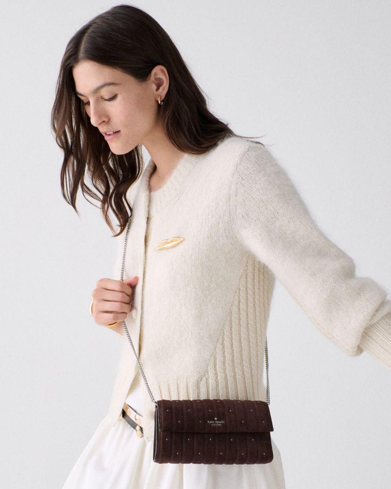 شنطة كيت سبيد - Scarlett Quilted Suede Wallet On Chain