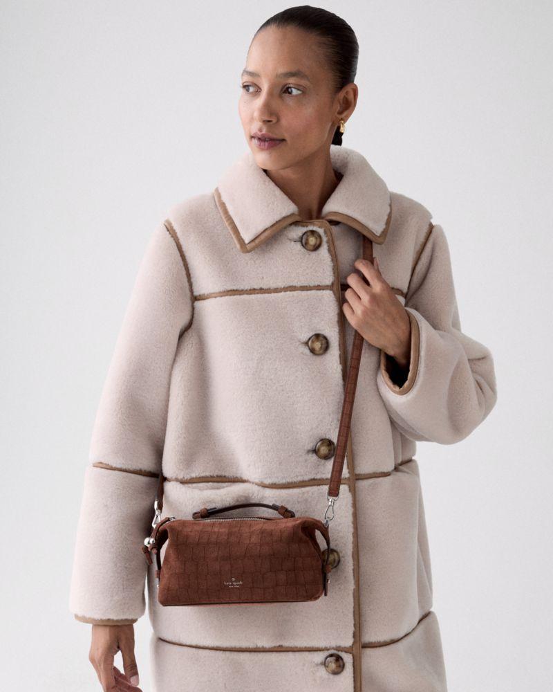 شنطة كيت سبيد - Billie Suede Croc Crossbody Bag