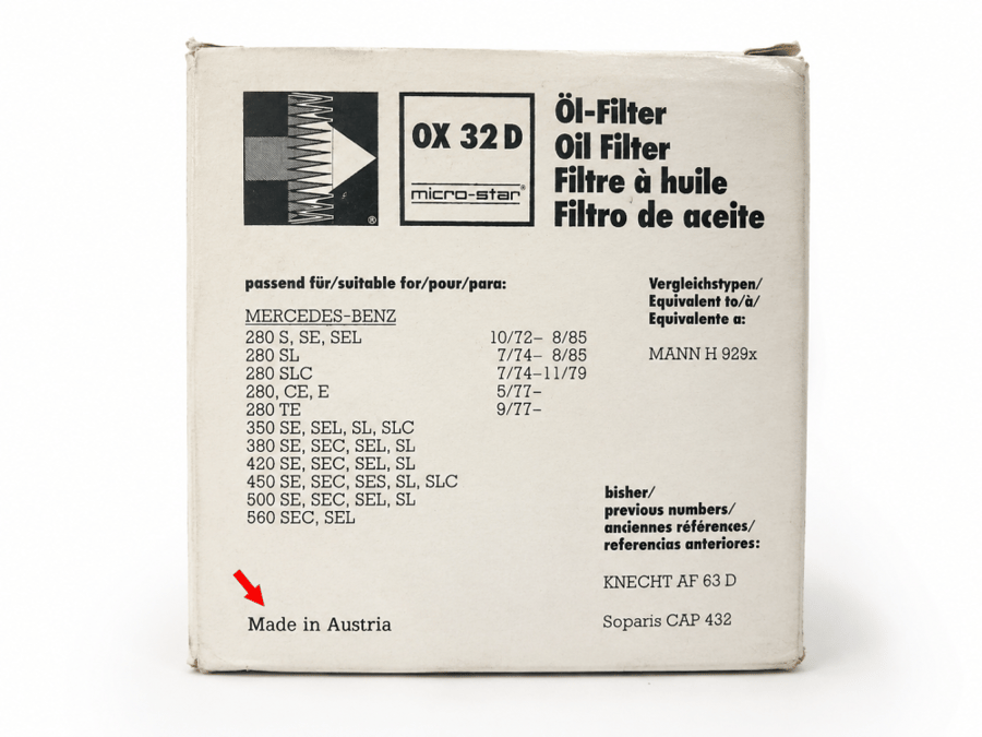 Mercedes-Benz Engine Oil Filter Element OX32D