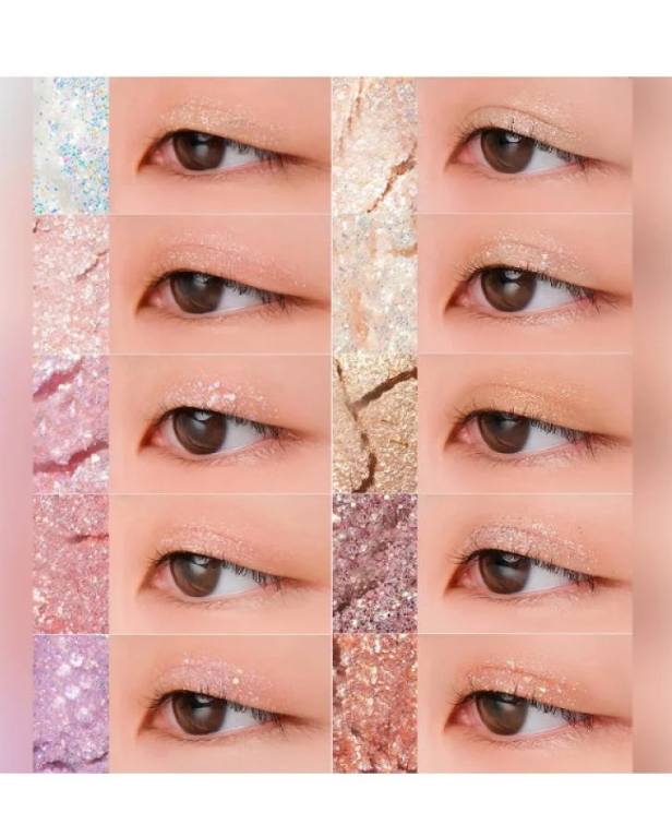 The eyeshadow set The Secret Garden 10 colors from Romand – 00 Light & Glitter Garden