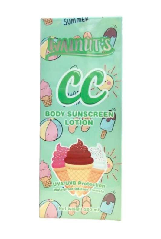 لوشن واقي شمس للجسم Walnuts CC لون أخضر SPF50 – تصحيح الاحمرار وحماية 200 مل