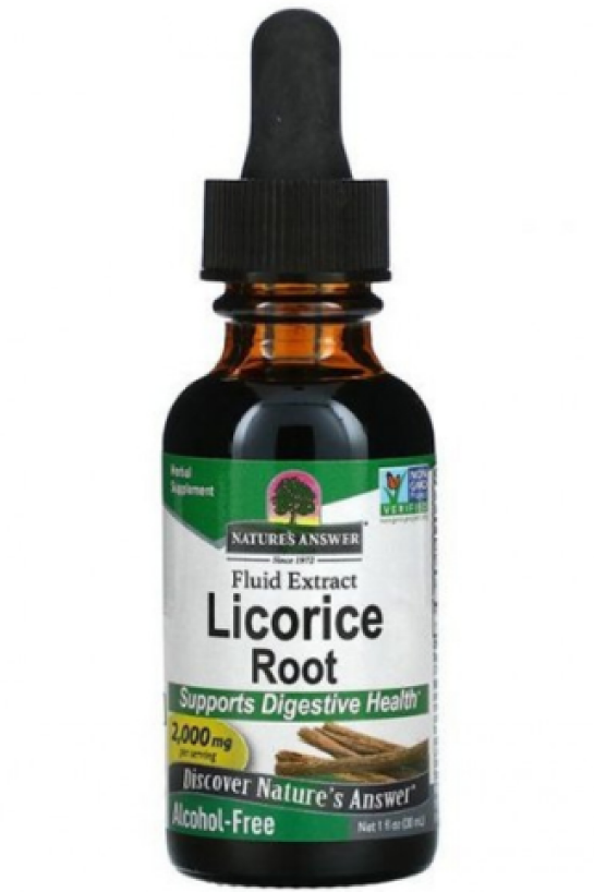 Liquid licorice extract from Nature's Answer for skin care and protection