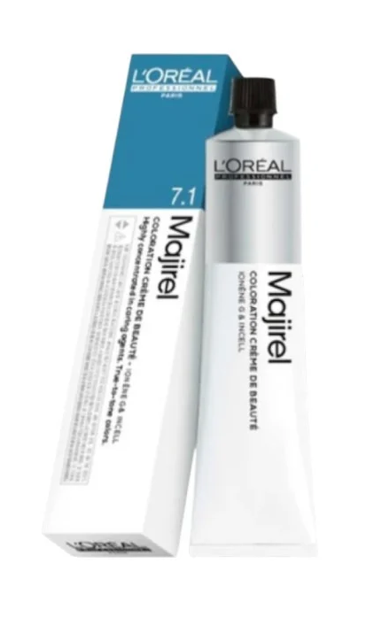 L’Oréal Majirel 7.1 صبغة شعر – أشقر رمادي بلمعان احترافي وثبات طويل