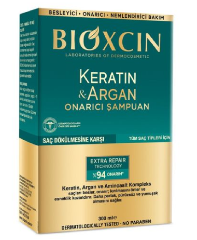 Bioxcin shampoo with keratin and argan for hair repair – 300 ml
