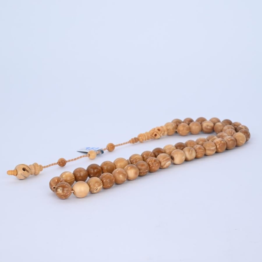 White coconut wood prayer beads 953