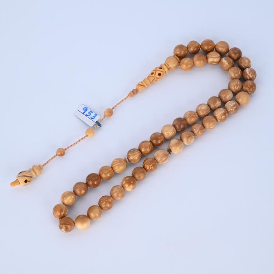 White coconut wood prayer beads 953