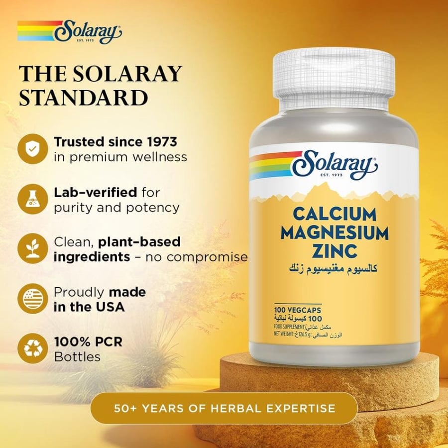 Solaray Calcium Magnesium Zinc 100 Capsules