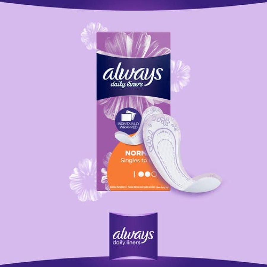 Always wrapped pantyliner, flexible, normal, 40