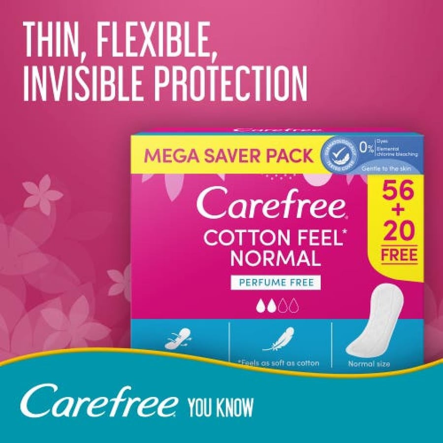 Carefree Panty Liners Cotton Unscented 76pcs