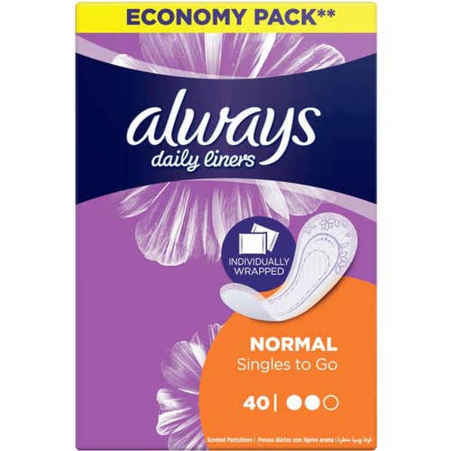 Always wrapped pantyliner, flexible, normal, 40