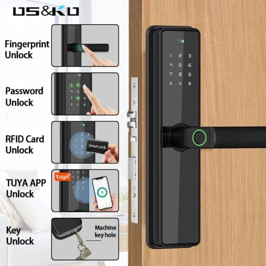 قفل باب ذكي WiFi بتقنية Tuya – 5 طرق لفتح الباب