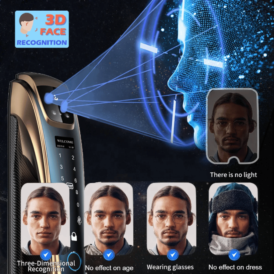 قفل باب ذكي مزود بتقنية التعرف على الوجه ثلاثي الأبعاد (3D Face Recognition)