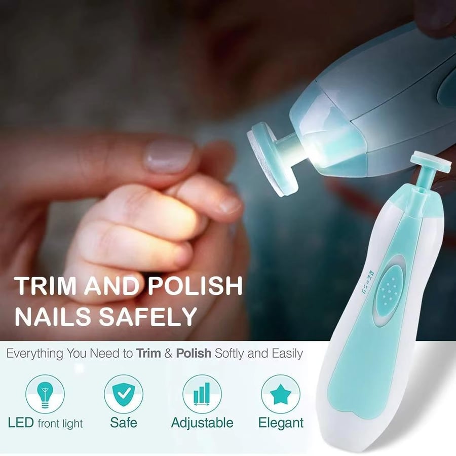 مبرد أظافر كهربائي للرضع والأطفال 4 سرعات بتشغيل هادئ باللونين الأزرق