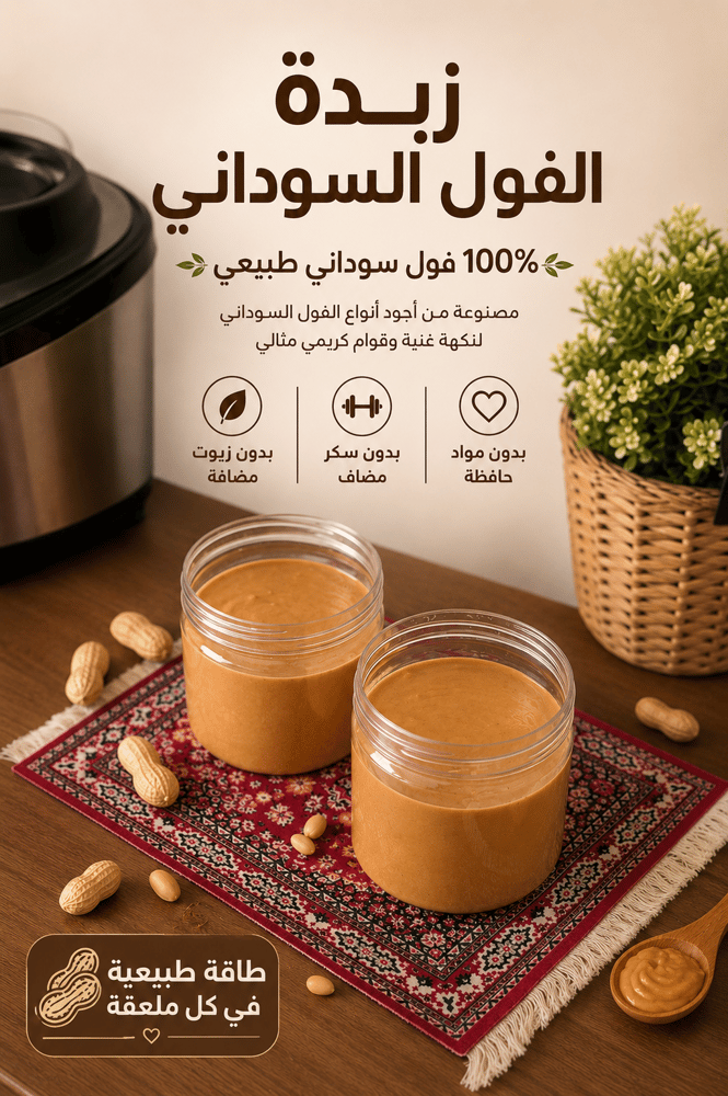 زبدة الفول السوداني طبيعية 100%